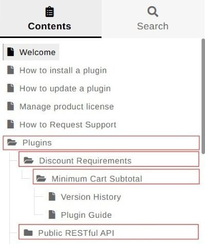 documentation plugin category navigation menu 